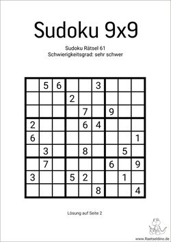 Kostenfrei Sudoku-9x9 extra-schwer jetzt drucken