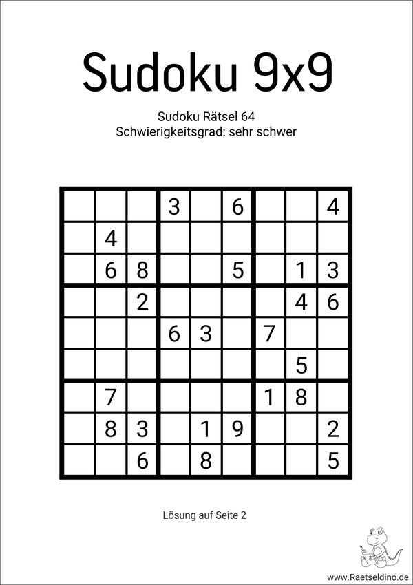 Schwere Sudoku als PDF zum Ausdrucken