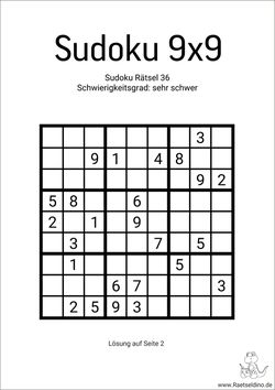 schwere sudoku Vorlage für Meister zum Ausdrucken