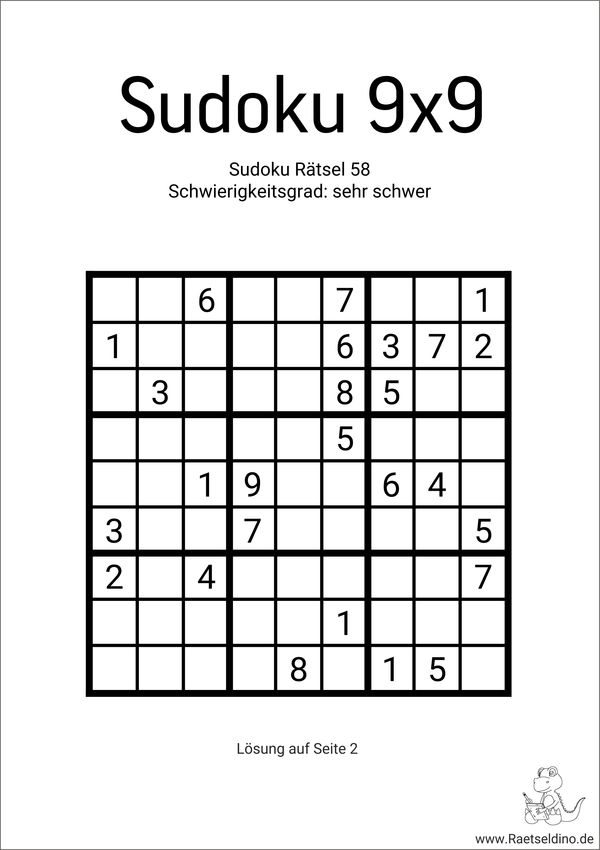 Schweres Sudoku für alle Rätselprofis