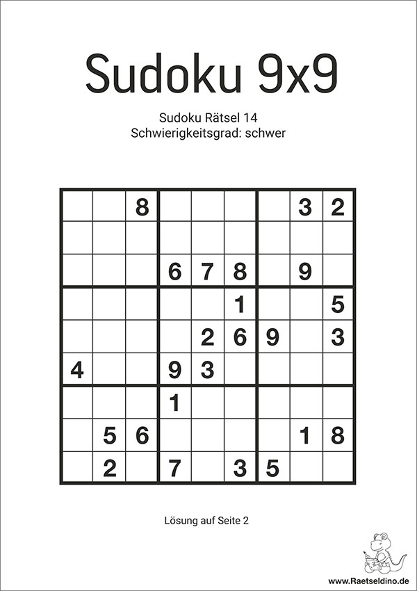 Sudoku Vorlage 9x9 Schwer