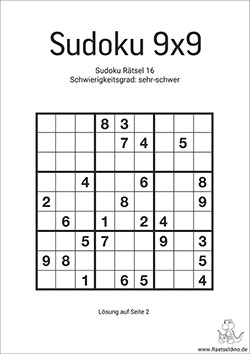 Sudoku Rätsel sehr schwer