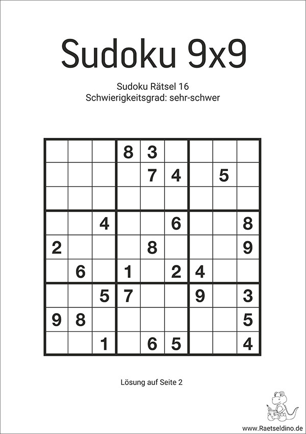 Sudoku Rätsel - sehr schwer