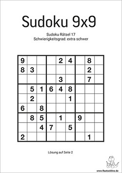 Sudoku 9x9 - extra schwer
