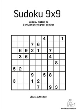 Sudoku Vorlage - extra schwer