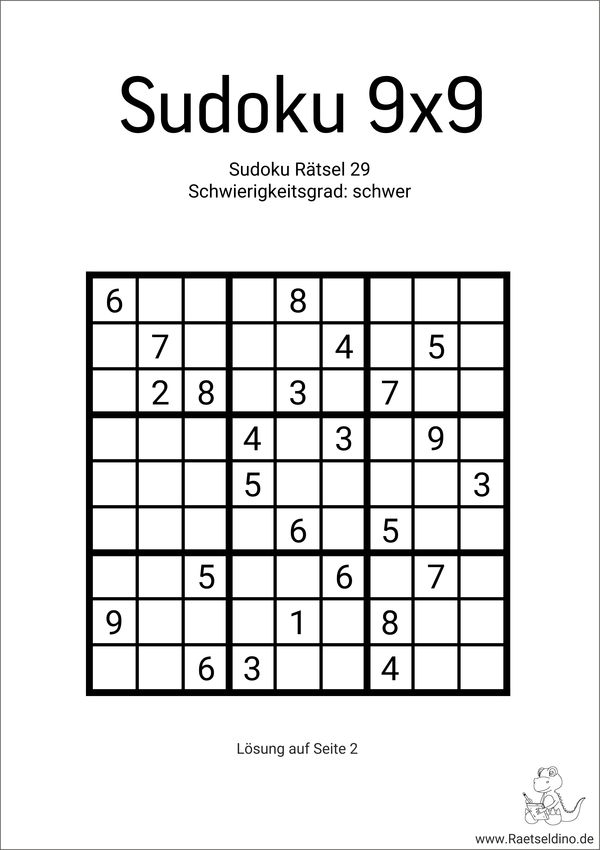 Sudoku 9x9 drucken sehr schwer