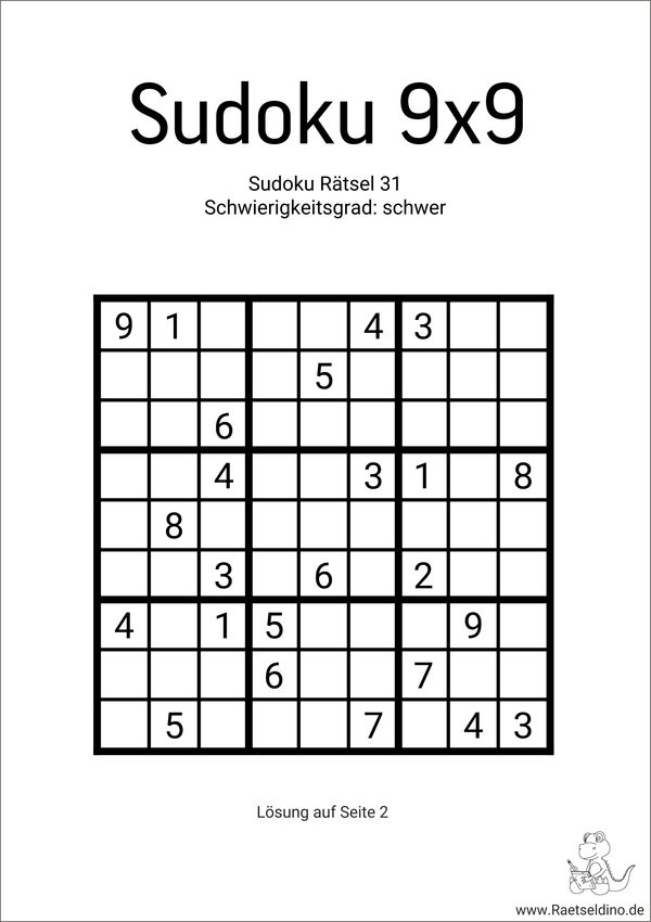 Sudoku 9x9 höllisch schwer
