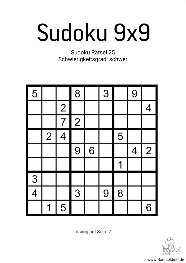 Sudoku 9x9 schwer für Profis
