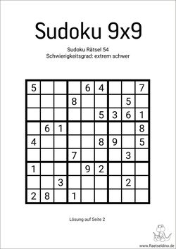 Sudoku 9x9 schwer jetzt gratis ausdrucken