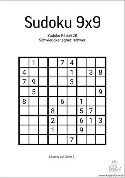 Sudoku 9x9 schwer zum Drucken