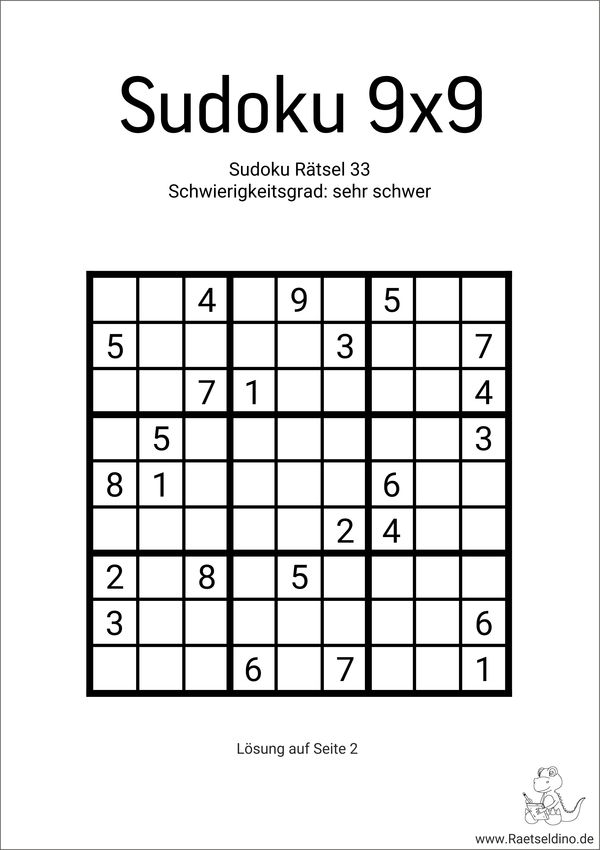 Sudoku 9x9 sehr schwer zum Ausdrucken