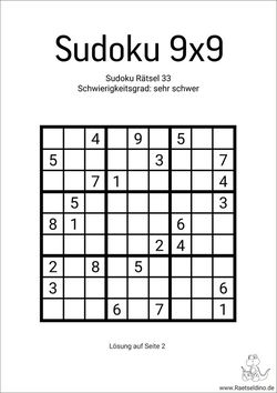 Sudoku 9x9 sehr schwer drucken