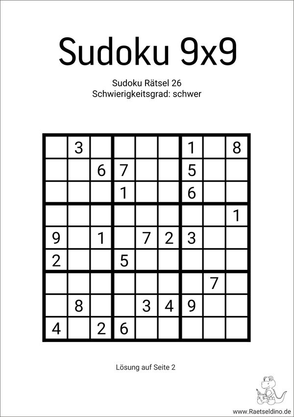 Sudoku 9x9 drucken schwer