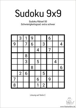 Sudoku extra-schwer für Profis kostenlos ausdrucken