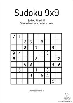 sudoku extra schwer kostenlos PDF Vorlage download