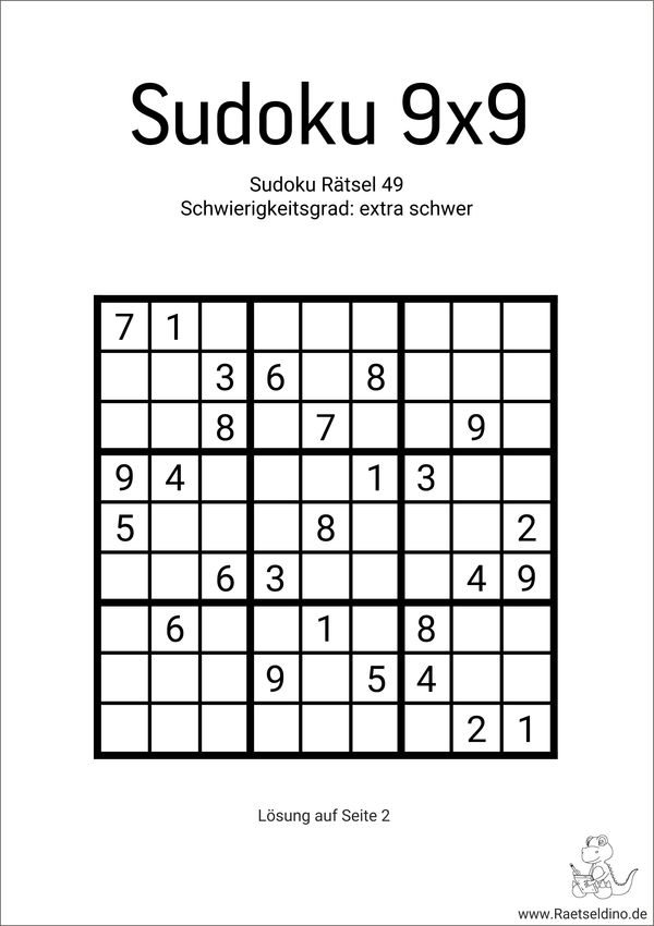 Sudoku extra schwer kostenlose PDF