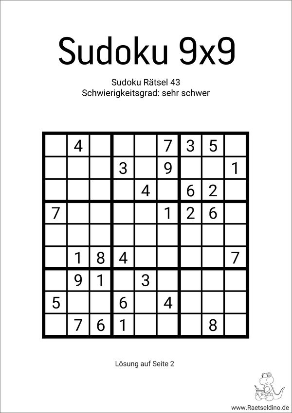 Sudoku schwer download als PDF