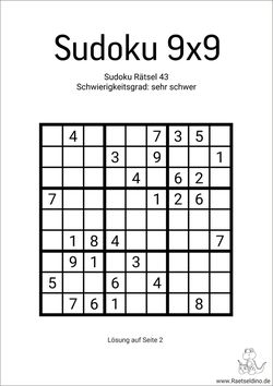 Sudoku schwer download PDF-Vorlage kostenlos