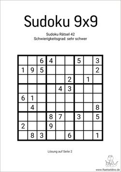 Sudoku schwer für Profis mit Lösungr