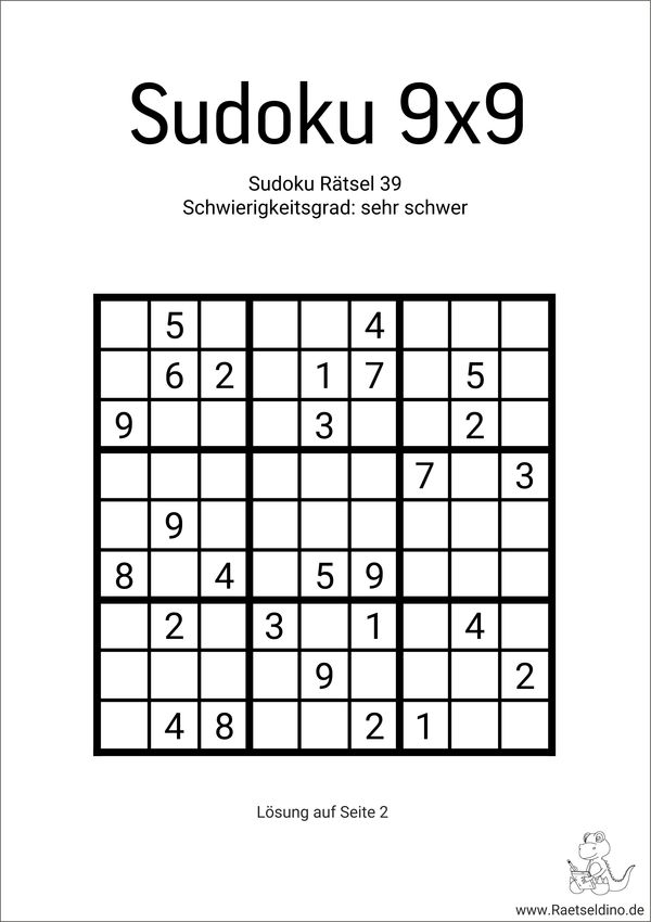 Sudoku schwer PDF kostenlos