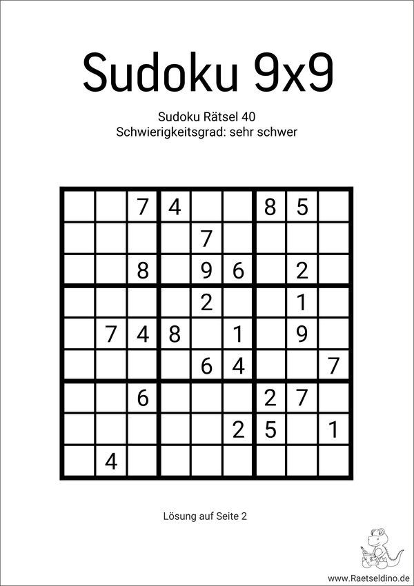 Sudoku sehr schwer kostenfrei drucken