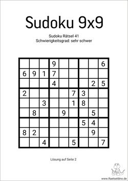 Gratis Sudoku als PDF-Vorlage in der Stufe sehr schwer