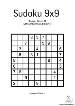 Sudoku Vorlage sehr schwer drucken