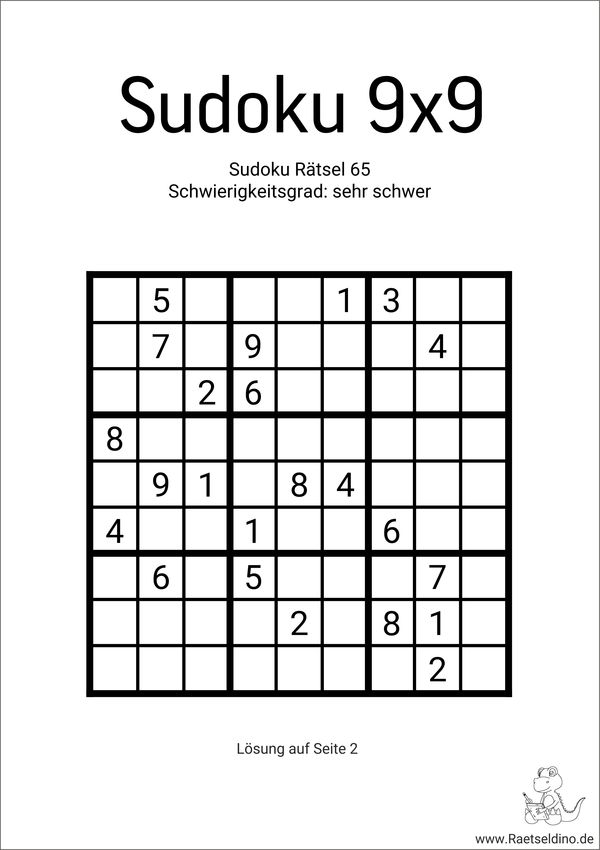 Super schwere 9x9 Sudoku als PDF ausdrucken
