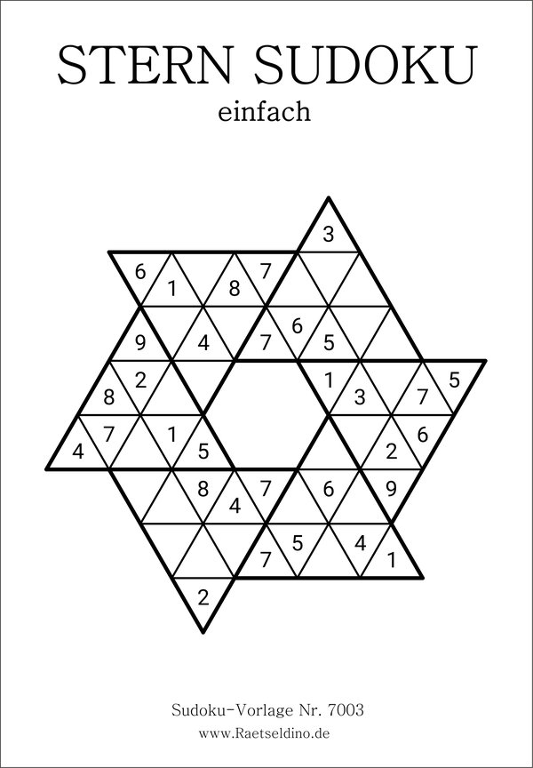 Stern Sudoku einfach ausdrucken