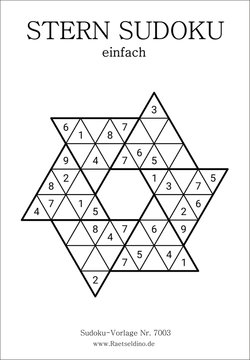 Stern Sudoku einfach drucken mit Lösung