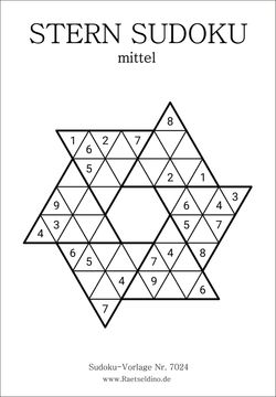 Stern Sudoku mit Lösung zum Drucken