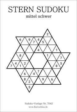 Stern Sudoku mittel schwer kostenlos drucken