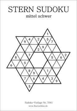 Stern Sudoku mittel schwer zum Drucken