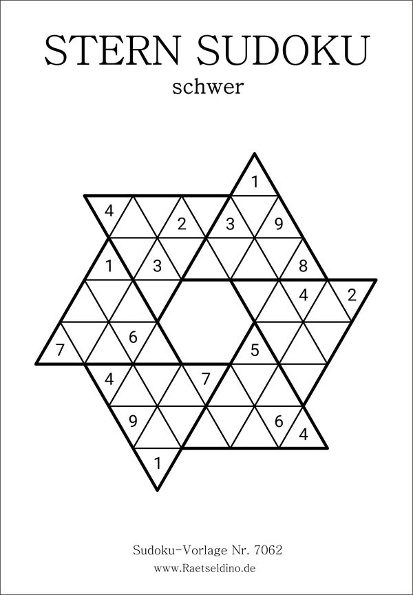 Stern Sudoku schwer ausdrucken