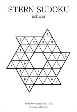 Stern Sudoku schwer gratis drucken