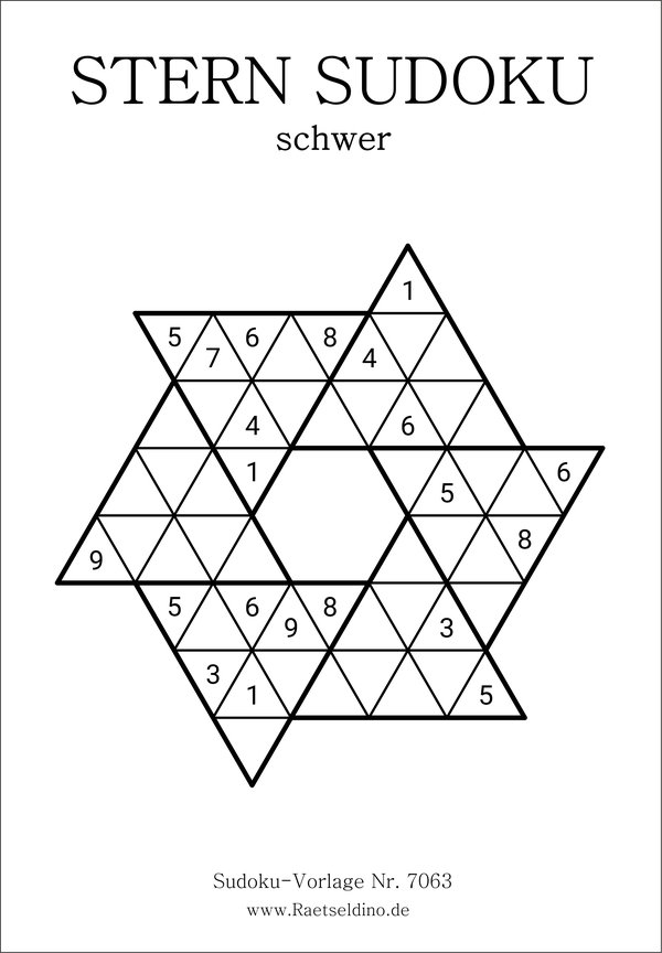 Stern Sudoku schwer mit Lösung