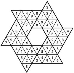 Stern Sudoku sechs Dreiecke