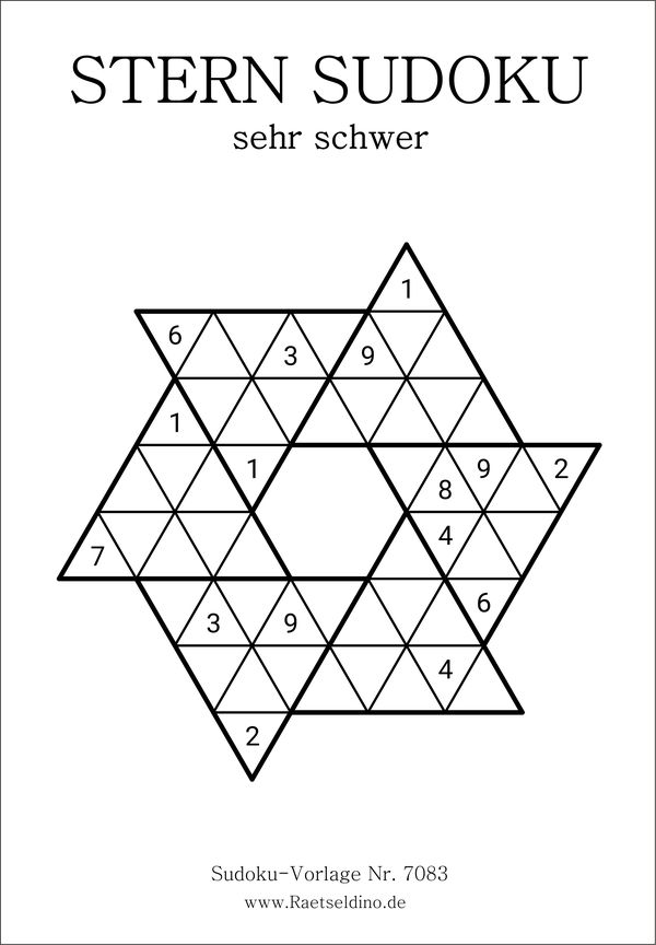 Stern Sudoku sehr schwer als PDF