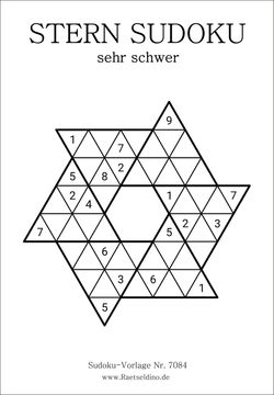 Stern Sudoku sehr schwer für Profis kostenlos
