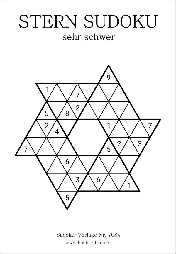 Stern Sudoku sehr schwer für Profis