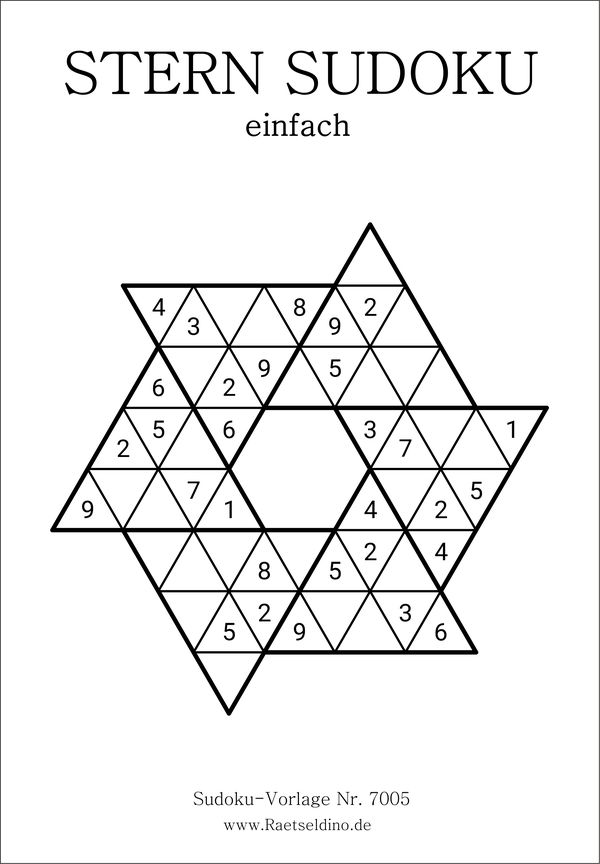 Stern Sudoku Stufe einfach gratis