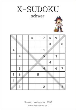 schwere X Sudoku kostenlos ausdrucken
