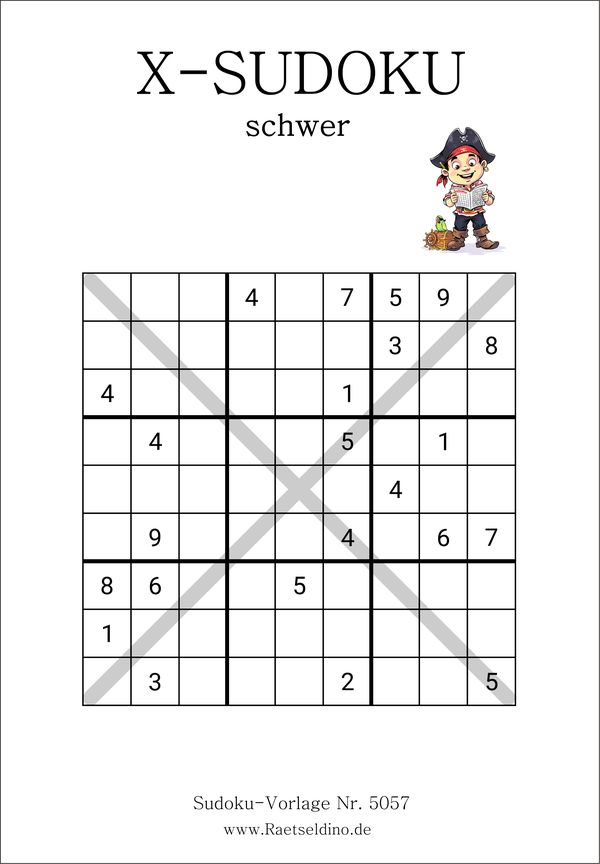 Schwere X-Sudoku Vorlage