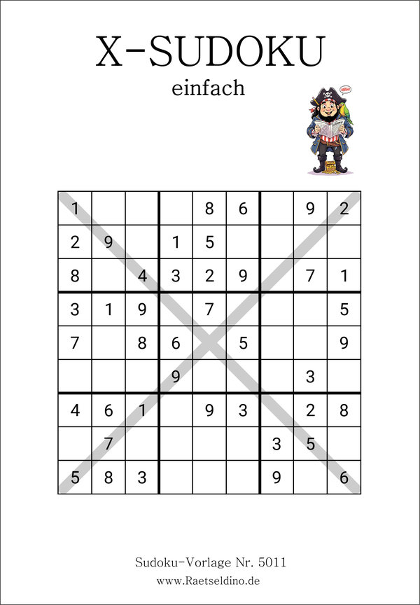 X Sudoku einfach zum Ausdrucken