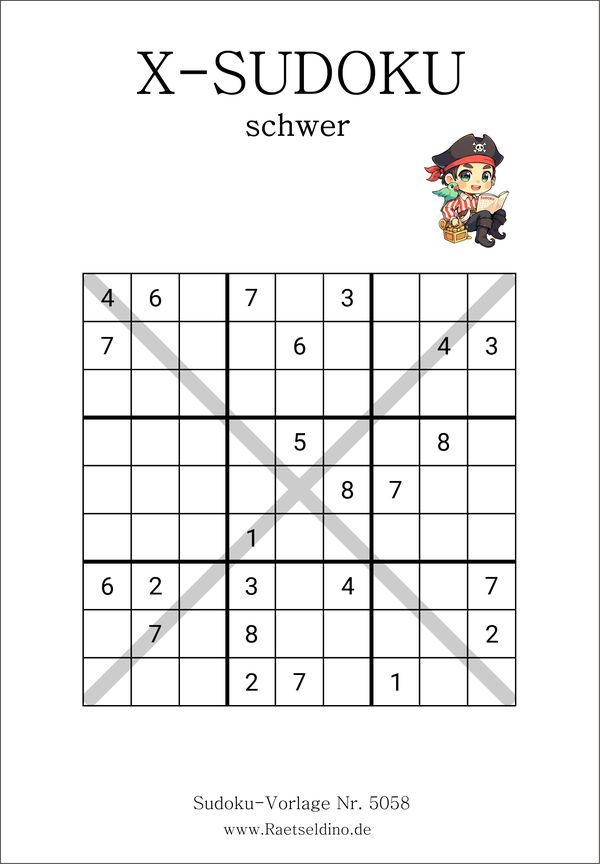X Sudoku in der Stufe schwer