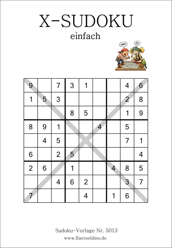 X Sudoku kostenlos Stufe einfach