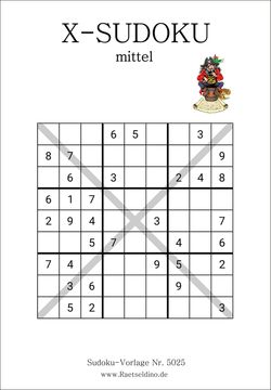 X Sudoku mit Lösung zum Ausdrucken