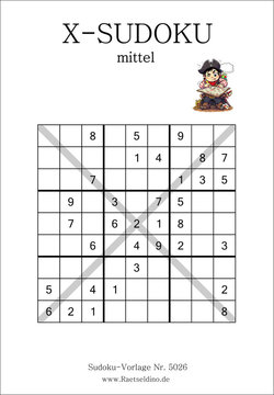 X Sudoku mittel freie Vorlage als PDF drucken