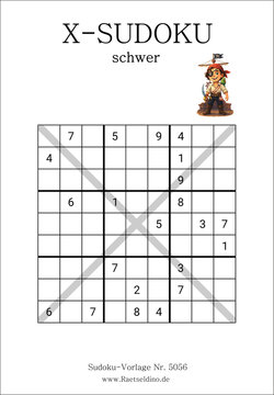 X Sudoku schwer für Experten