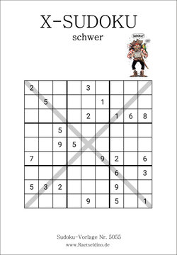 X Sudoku schwer PDF mit Lösung gratis